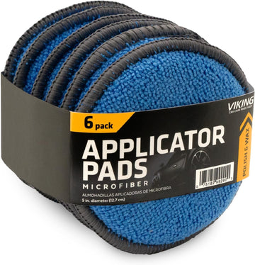 Microfiber Applicator Pads, Polishing Pad, Tire Shine Applicator, 5 Inch Diameter, Blue/Grey, 6 Pack