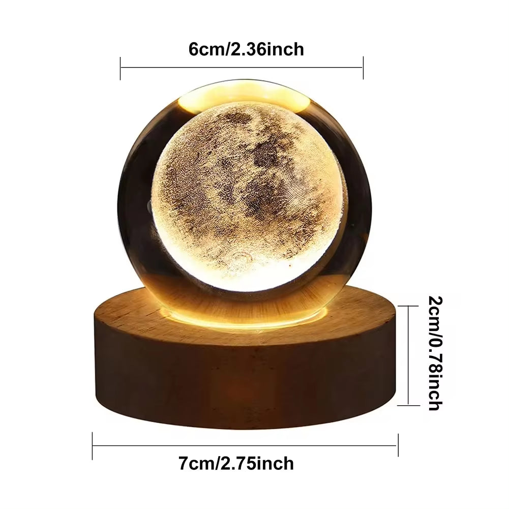 3D Crystal Ball Lamp with Galaxy and Planetary Projections - USB Night Light for a Serene Ambiance