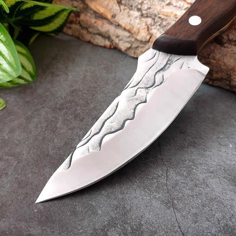 Japanese Hand Forged Meat Cleaver and Chef's Knife, High Carbon Steel, Multi-Purpose for Outdoor, Camping, and Barbecue Use