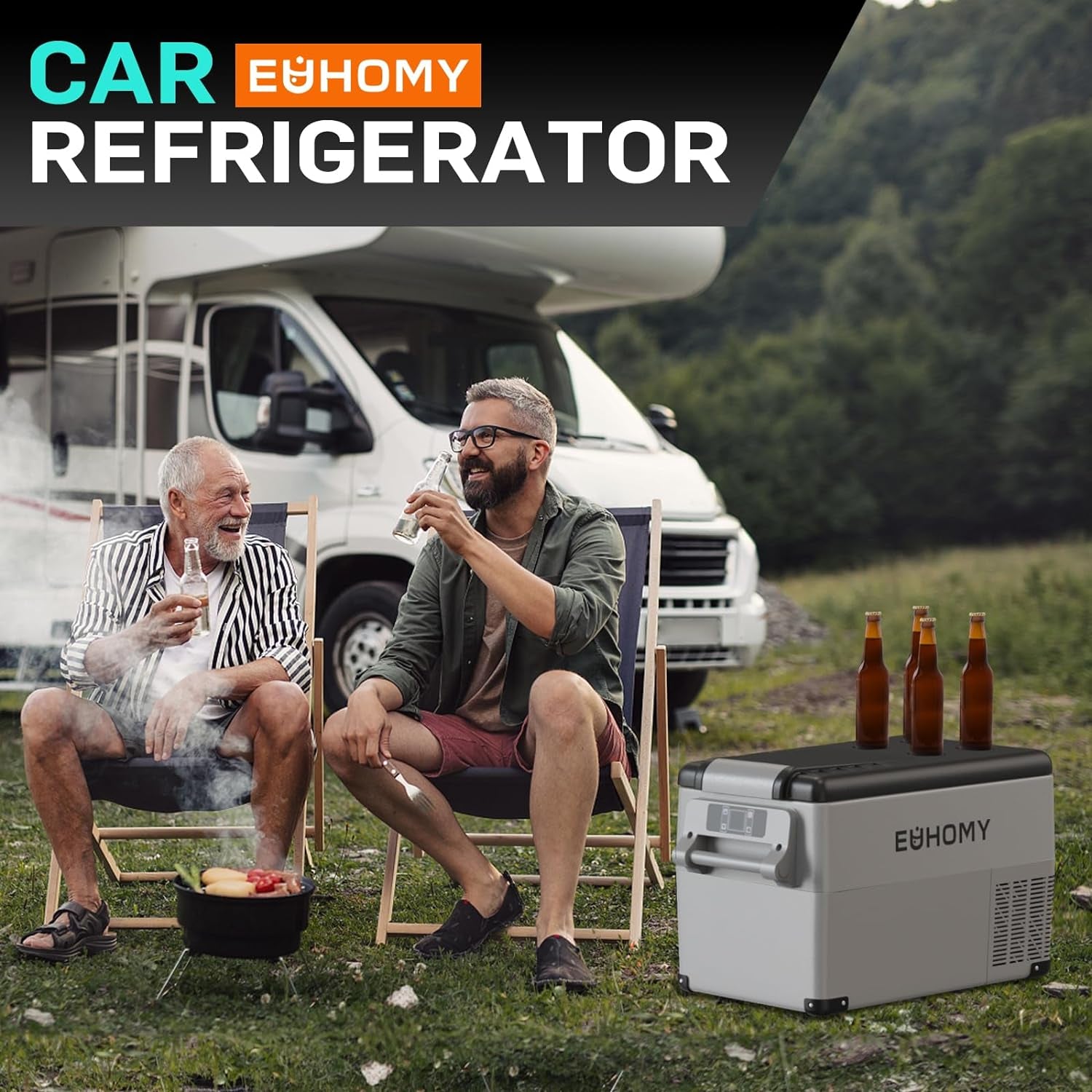 12 Volt Refrigerator, 38QT(35L) Electric Cooler, 12V Fridge APP Control, 12V Cooler -4℉~68℉, Portable Freezer 12/24V DC 110-240V AC for Camping, Travel, Truck, Home