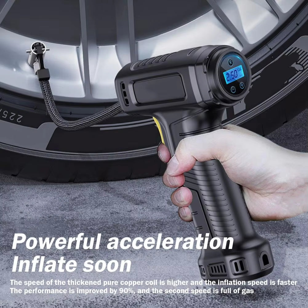 120W Car Air Pump Wireless/Wired Tire Inflatable Pump Portable Car Air Compressor Electric Car Tire Inflator for Car Bicycle