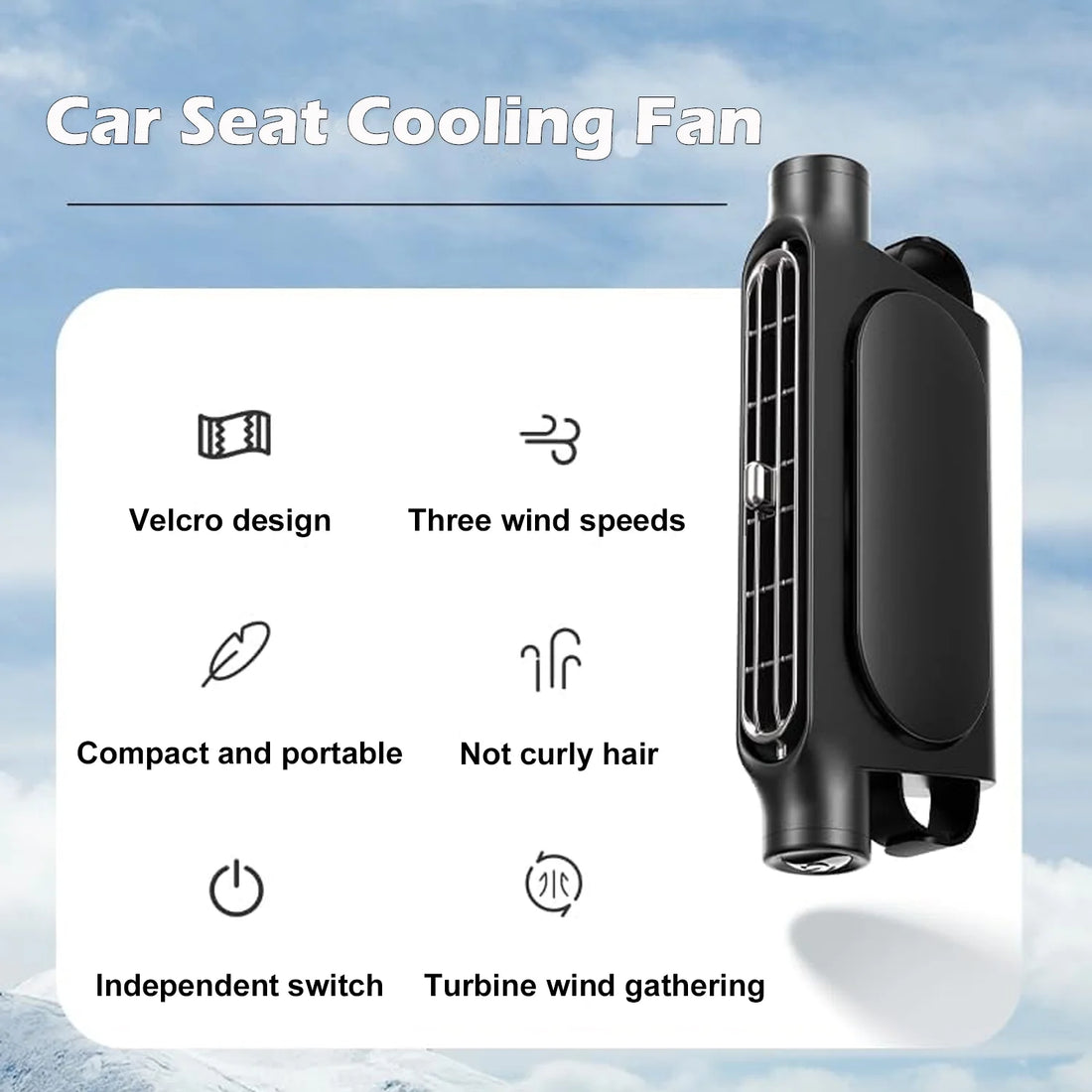 Car Seat Fan, Car Fan Seat Cooling Fan with 3 Speed ??Rotating Fan to Cool Your Back, Suitable for Car RV Suvs Trucks and Kids, Blows Out Cool Air (Black)