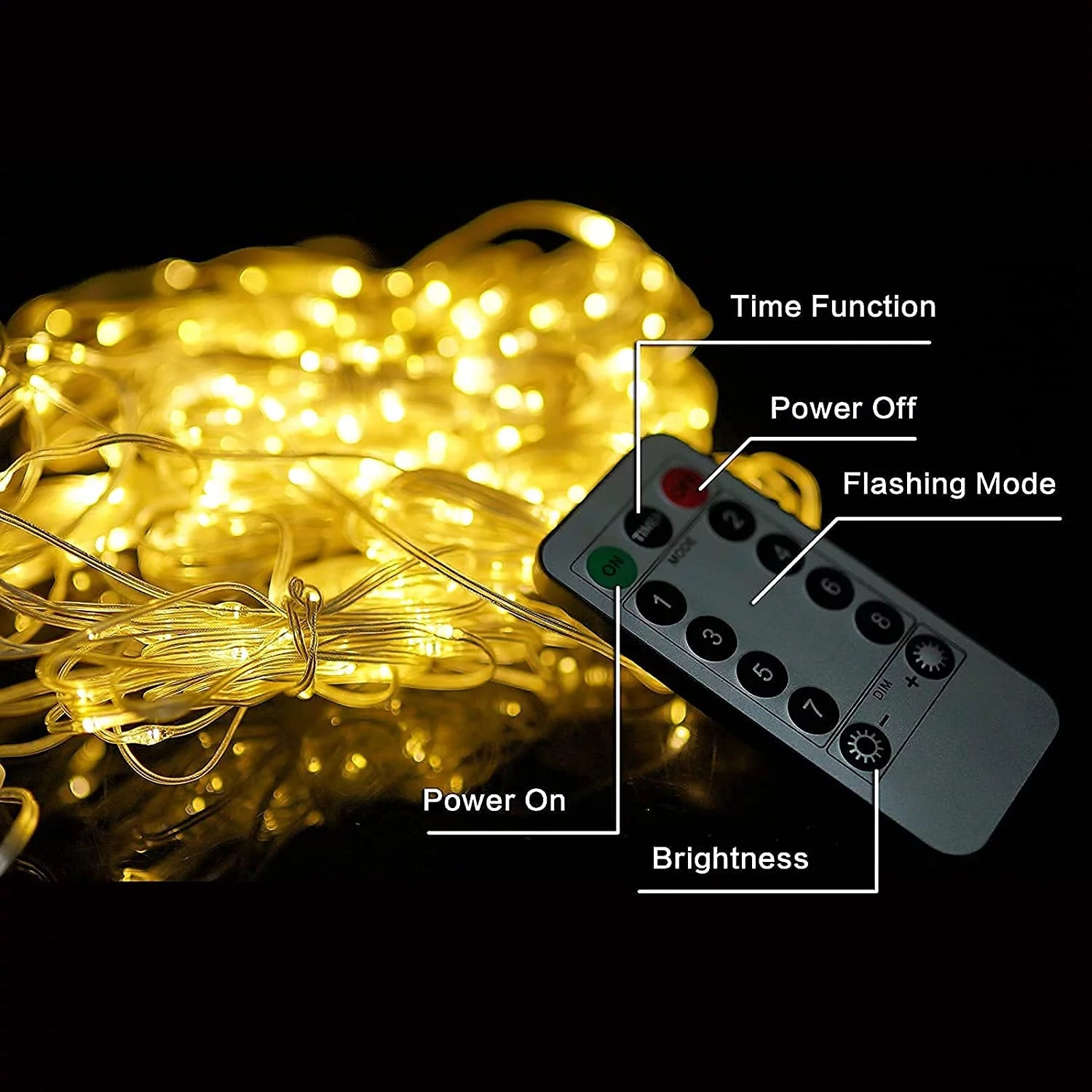 USB Fairy Light Window Curtains with Remote Control for Bedroom, Wedding, and Holiday Decor (Warm White)