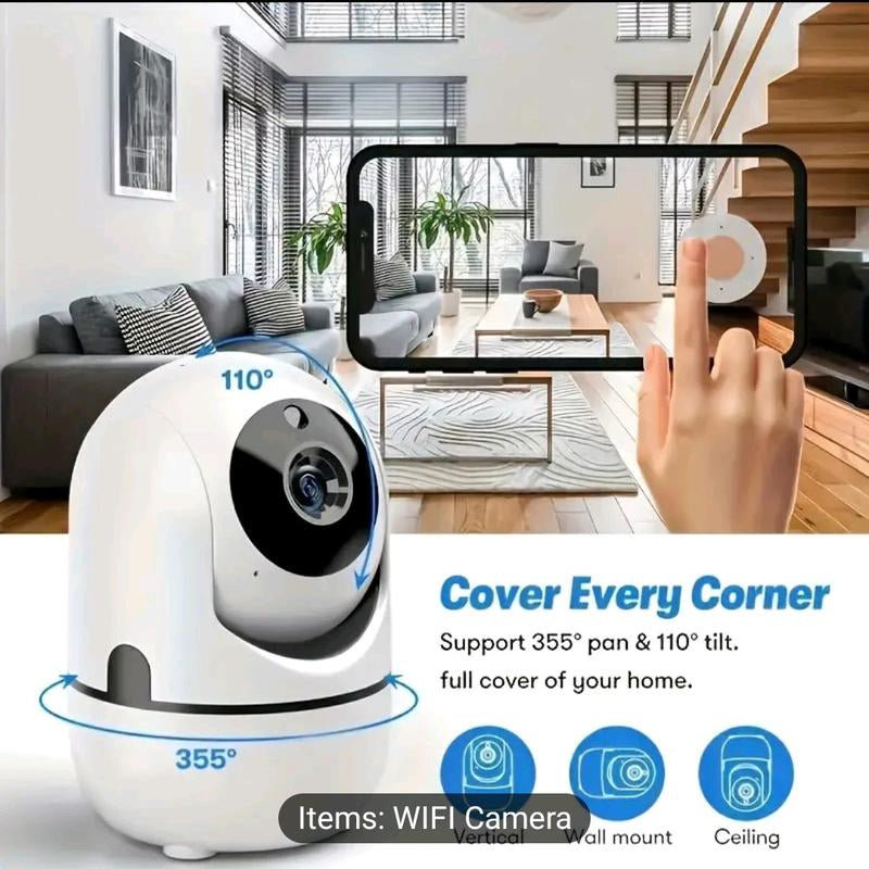 WiFi Pet Camera with 355° Pan and 110° Tilt, Two-Way Audio, and Cloud Storage for Remote Monitoring - USB Powered Security Solution