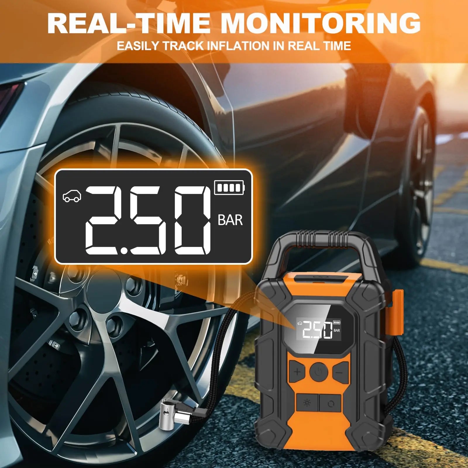 60L/Min Car Tyre Inflator,150Psi Car Tire Compressor,Car Tire Pump,Tire Air Injector,Portable Electric Inflator,Car Air Compress