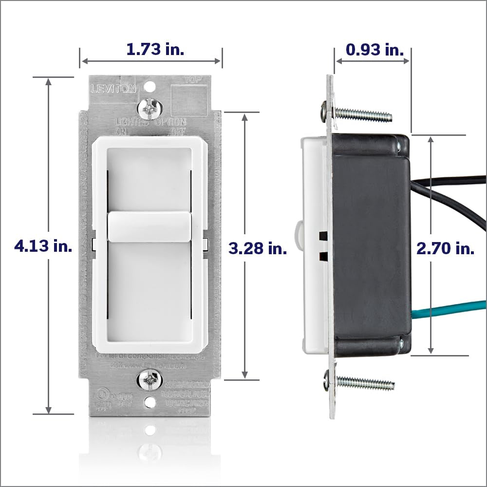 Sureslide Dimmer Switch for Dimmable LED, Halogen, and Incandescent Bulbs - Model 6672-1LW, White