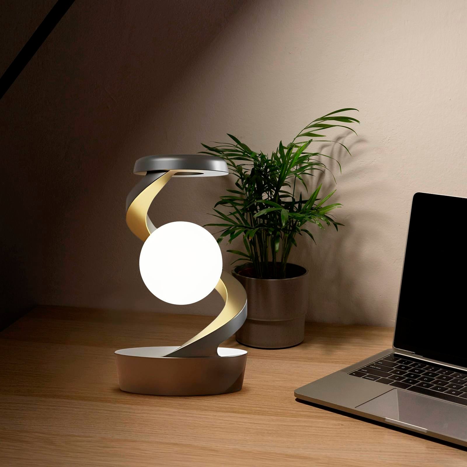 Rotating Moon Desk Lamp with Wireless Charging and Sensor Control - Elegant Table Lamp for Home Decor and Nighttime Use