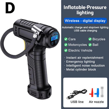 120W Car Air Pump Wireless/Wired Tire Inflatable Pump Portable Car Air Compressor Electric Car Tire Inflator for Car Bicycle