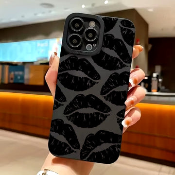 Black Kiss Print Shockproof Silicone Phone Case for iPhone