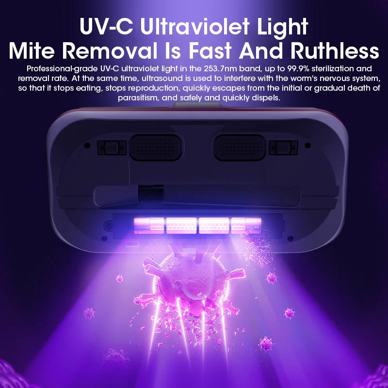 12Kpa UV New Mattress Vacuum Mite Remover Dust Wireless Handheld Powerful Suction Vacuum Cleaner for Bed Pillow Clothes Sofa