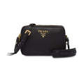 New  Black Vitello Phenix Leather Double Zip Cross Body Bag 1BH079