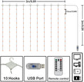 USB Fairy Light Window Curtains with Remote Control for Bedroom, Wedding, and Holiday Decor (Warm White)