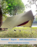 Portable Double Camping Hammock with Insect Net, Ideal for Outdoor Hiking and Travel, Includes Two 10-Foot Straps