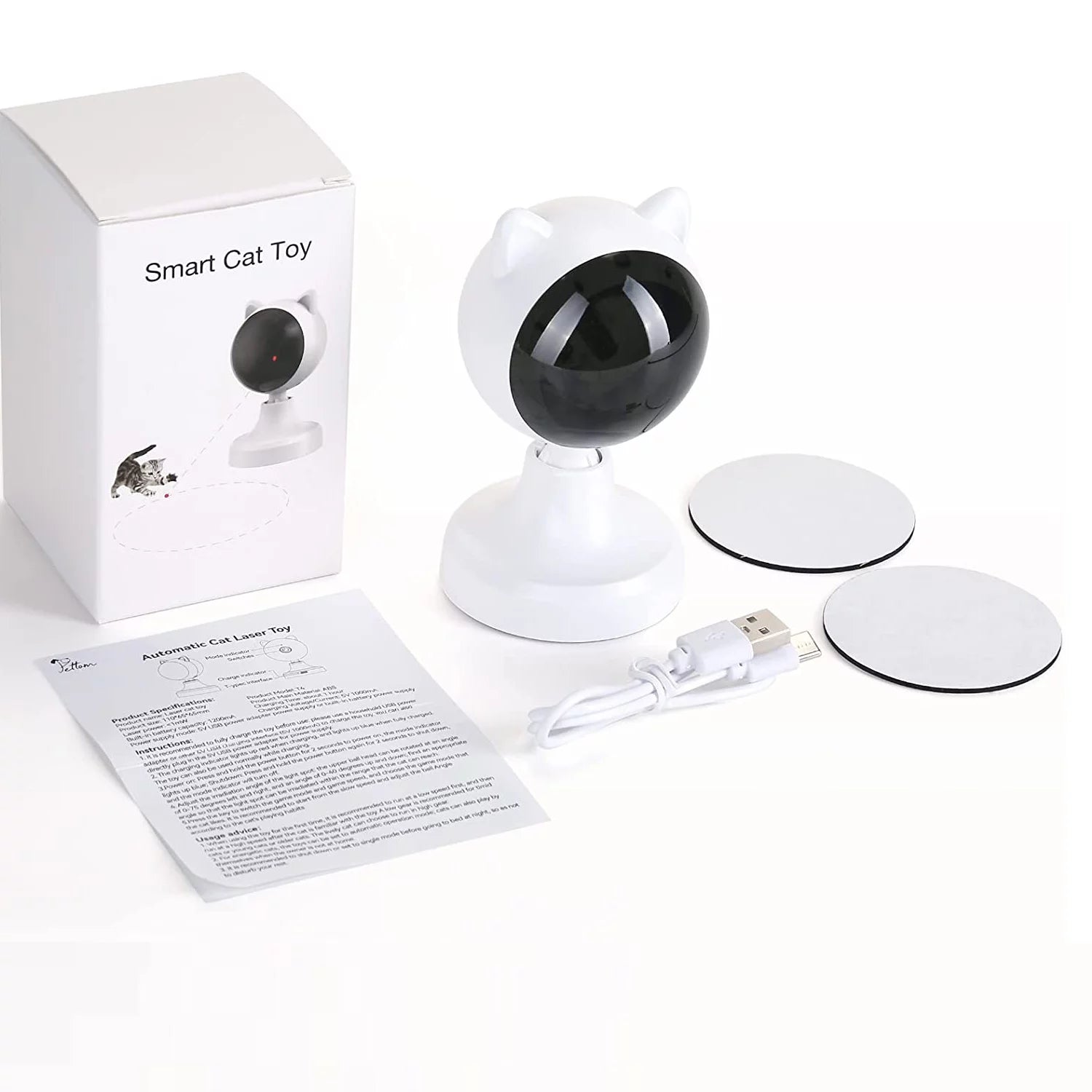 Automatic Interactive Laser Toy for Indoor Cats and Dogs - White