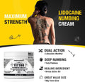 Maximum Strength Tattoo Numbing Cream with Lidocaine and Menthol - Long Lasting Pain Relief for Tattooing, Piercing, and Waxing - 2.8 Oz (80g)