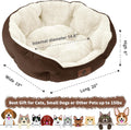 Premium 20-Inch Small Dog and Cat Bed - Extra Soft, Machine Washable, Anti-Slip, and Water-Resistant Oxford Base in Brown