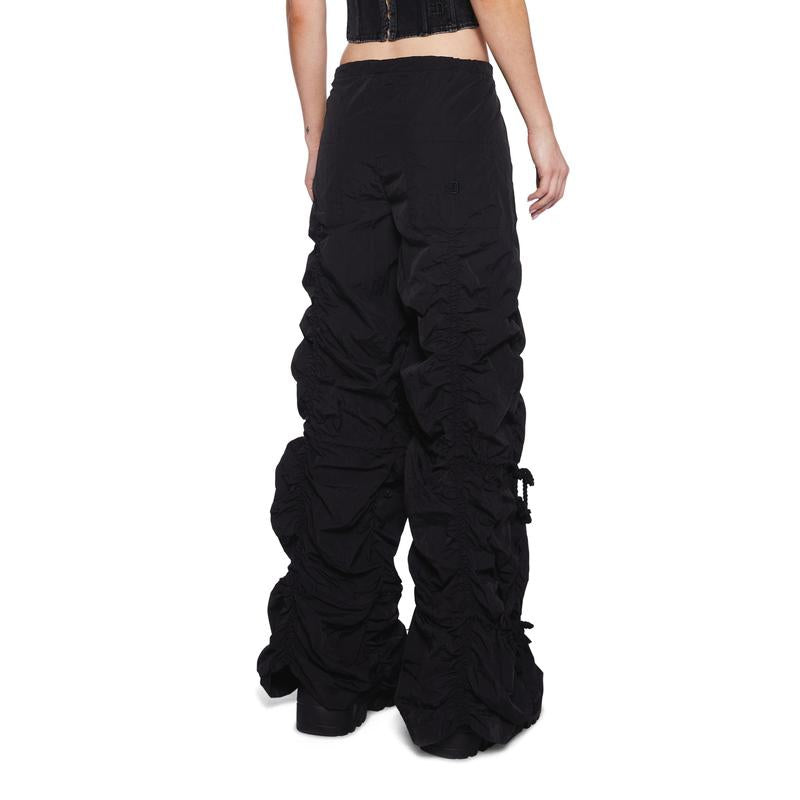 Gathered Parachute Pants in Pitch Black