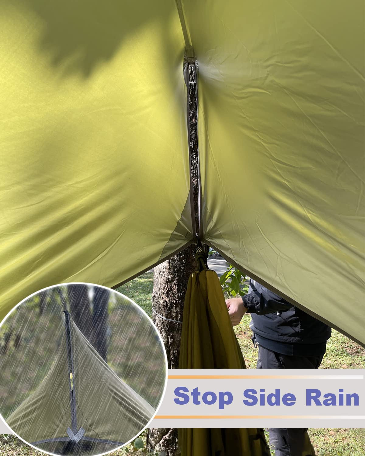 Portable Double Camping Hammock with Insect Net, Ideal for Outdoor Hiking and Travel, Includes Two 10-Foot Straps