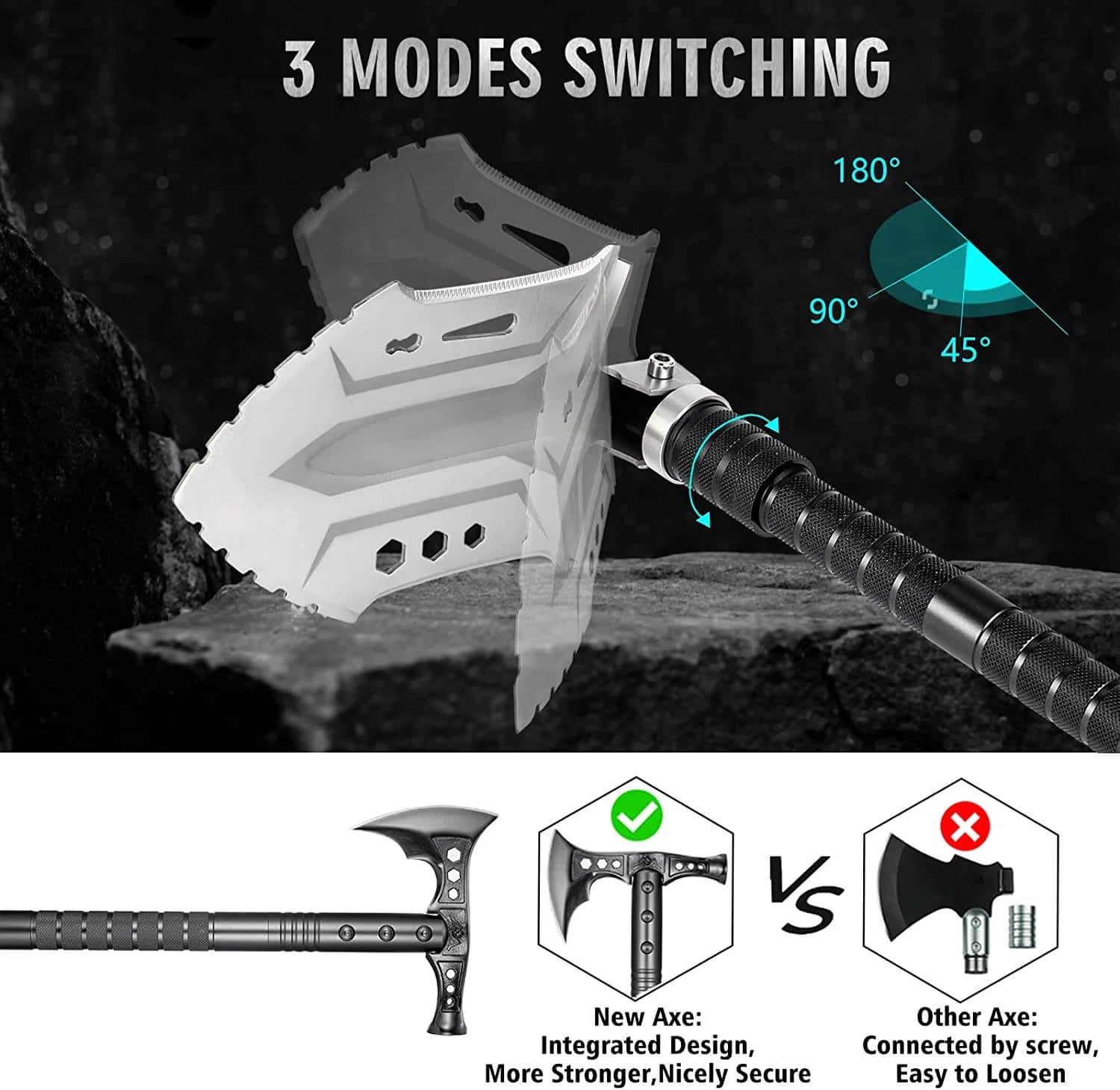 28-in-1 Comprehensive Survival Multi-Tool Shovel Kit