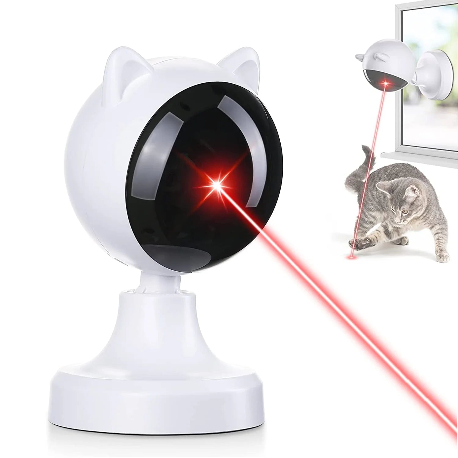 Automatic Interactive Laser Toy for Indoor Cats and Dogs - White