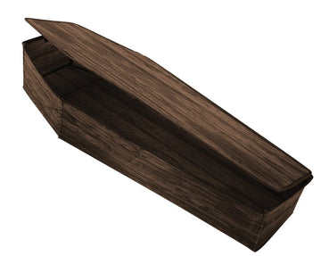 60In. Brown Realistic Wooden Coffin with Lid Halloween Decoration