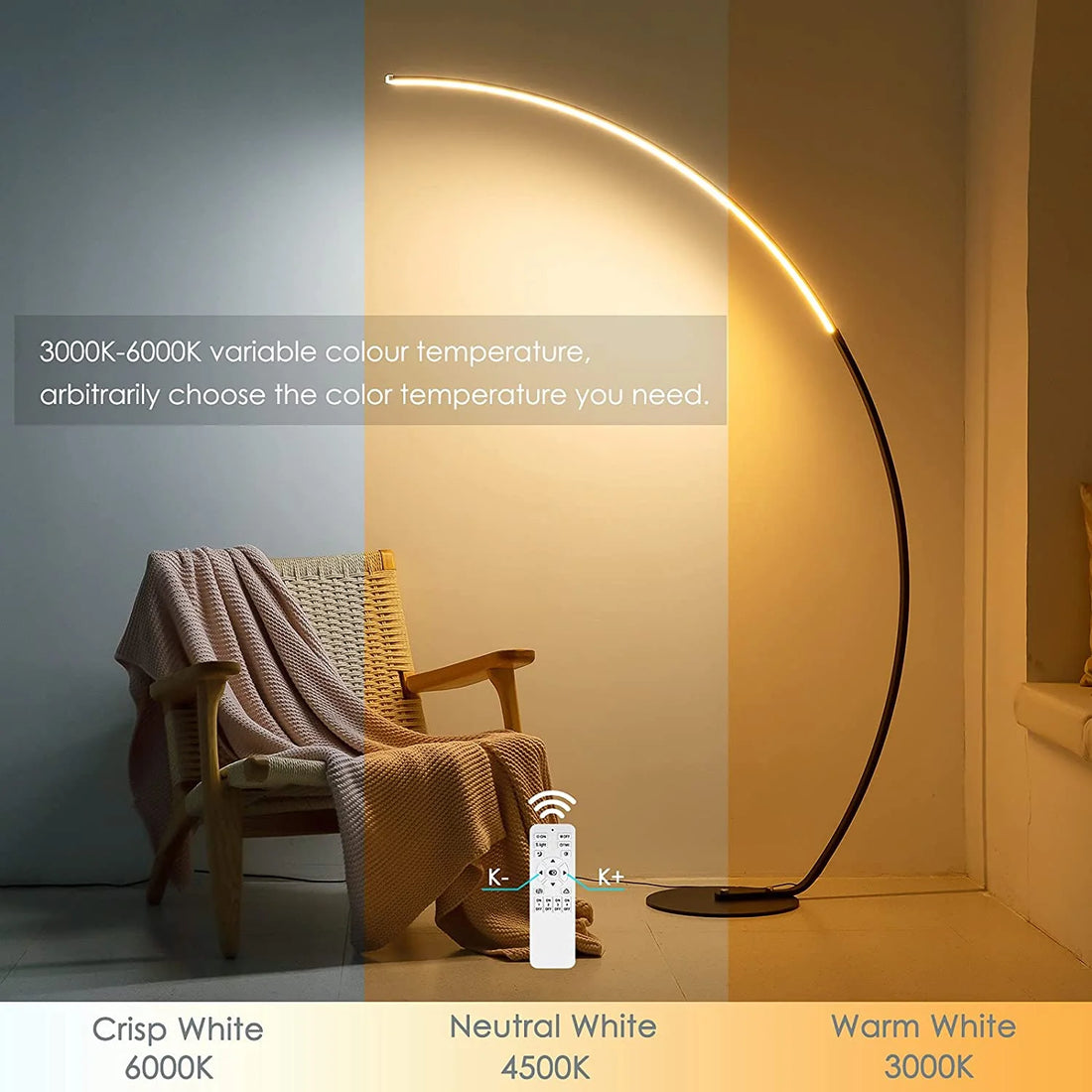 Contemporary Curved RGBW Floor Lamp - Enhanced Model