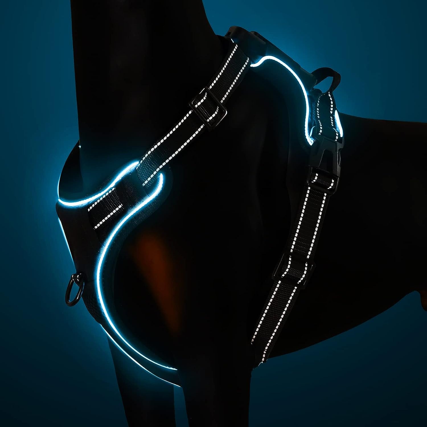 No-Pull Dog Harness with Illuminated Features, Three Light Modes, Control Handle, Reflective Strap, and Adjustable Breathable Vest for Small, Medium, and Large Dogs