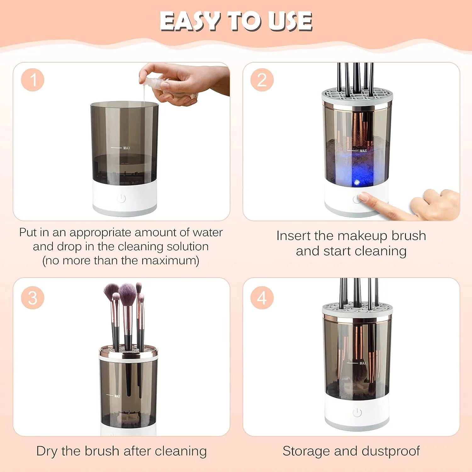 Automatic Electric Cosmetic Brush Cleaner for All Sizes - Ideal Gift for Women, Wives, and Friends