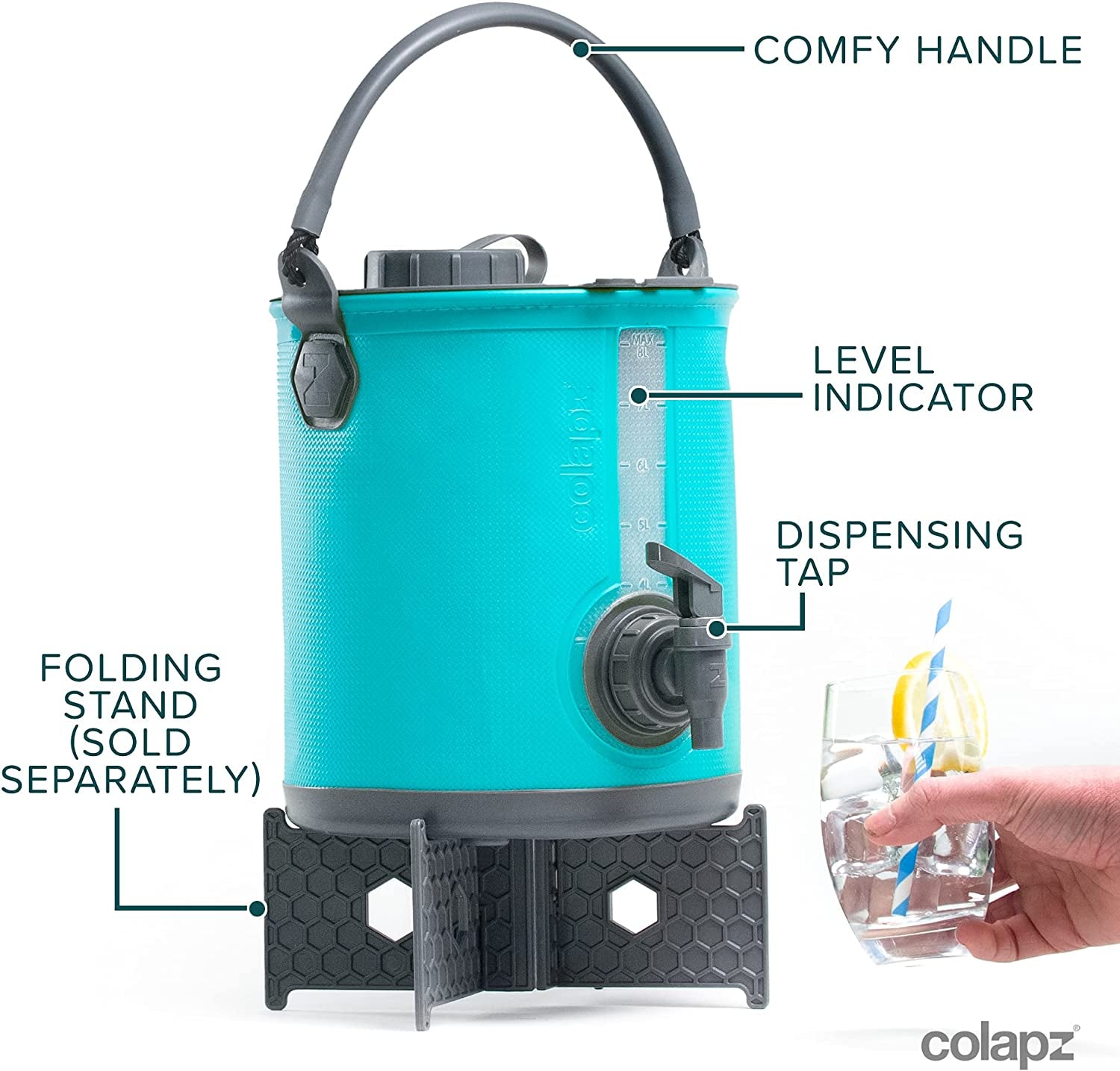 2-Gallon Collapsible Camping Water Container with Spigot - Portable Water Jug and Dispenser for Outdoor Activities and RV Use