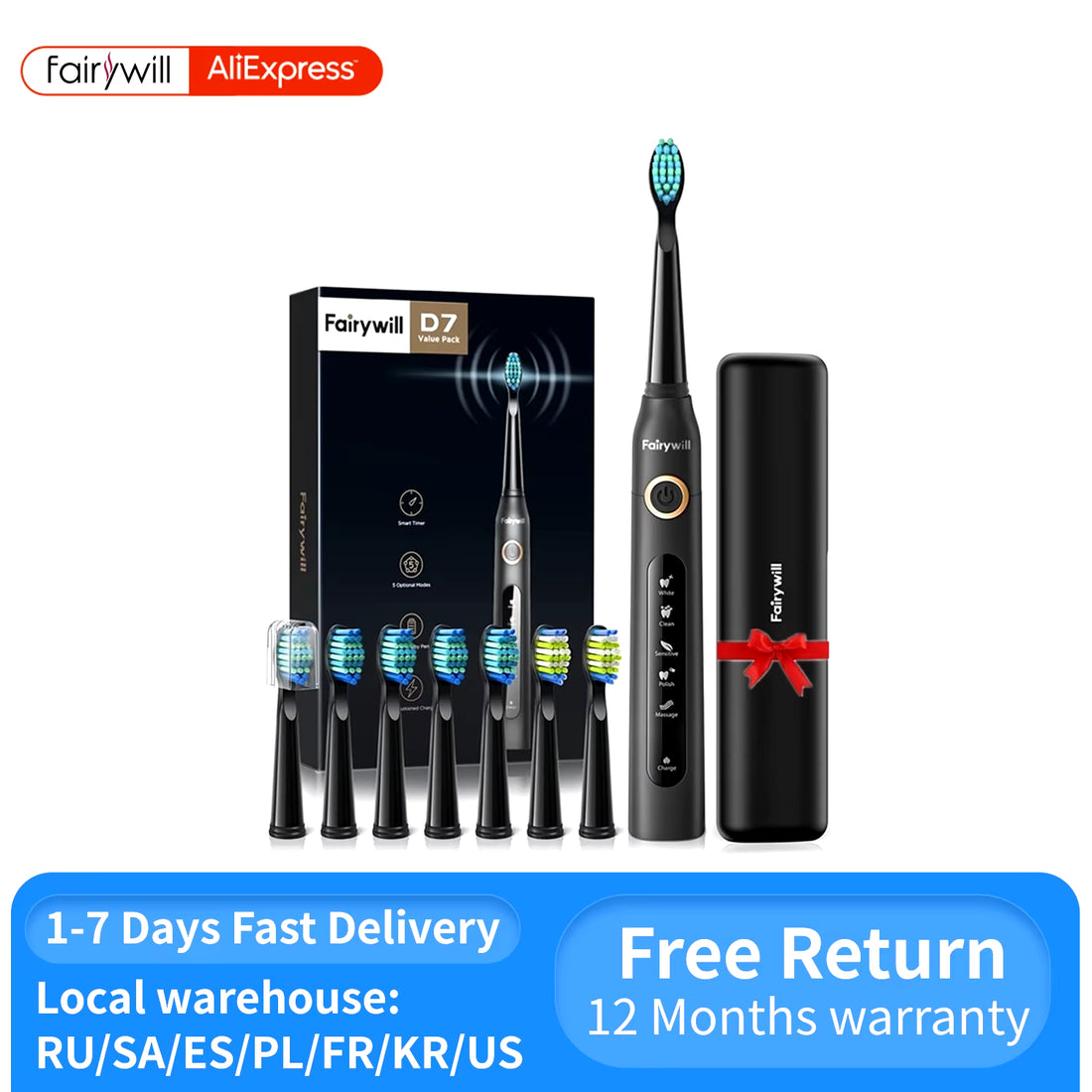 Electric Sonic Toothbrush FW-507 USB Charge Rechargeable Adult Waterproof Electronic Tooth Brushes Replacement Heads