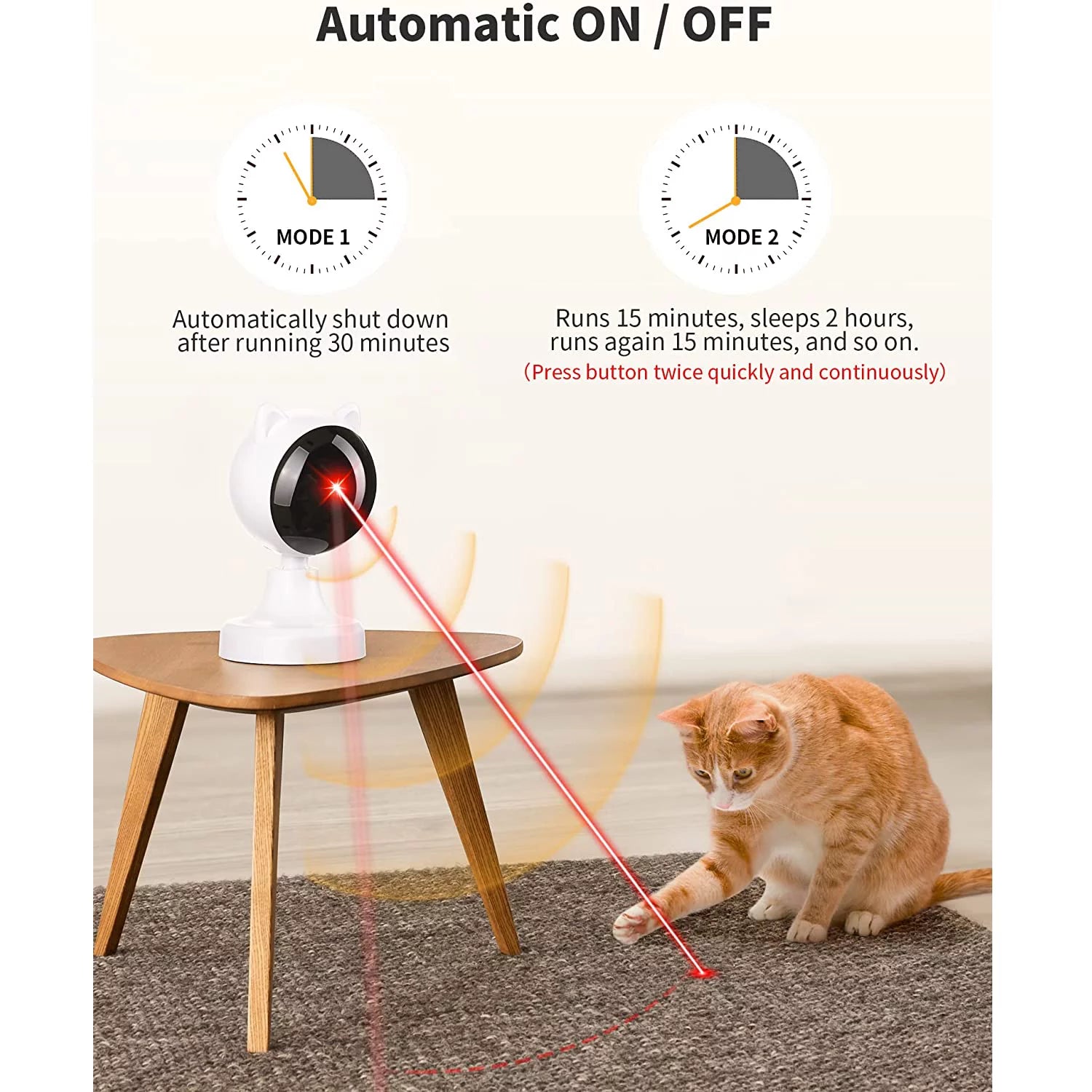 Automatic Interactive Laser Toy for Indoor Cats and Dogs - White