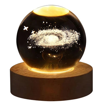 3D Crystal Ball Lamp with Galaxy and Planetary Projections - USB Night Light for a Serene Ambiance