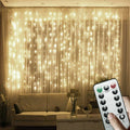 USB Fairy Light Window Curtains with Remote Control for Bedroom, Wedding, and Holiday Decor (Warm White)