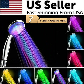 7-Color Changing LED Shower Head for Home Bathroom with Water Bath Illumination