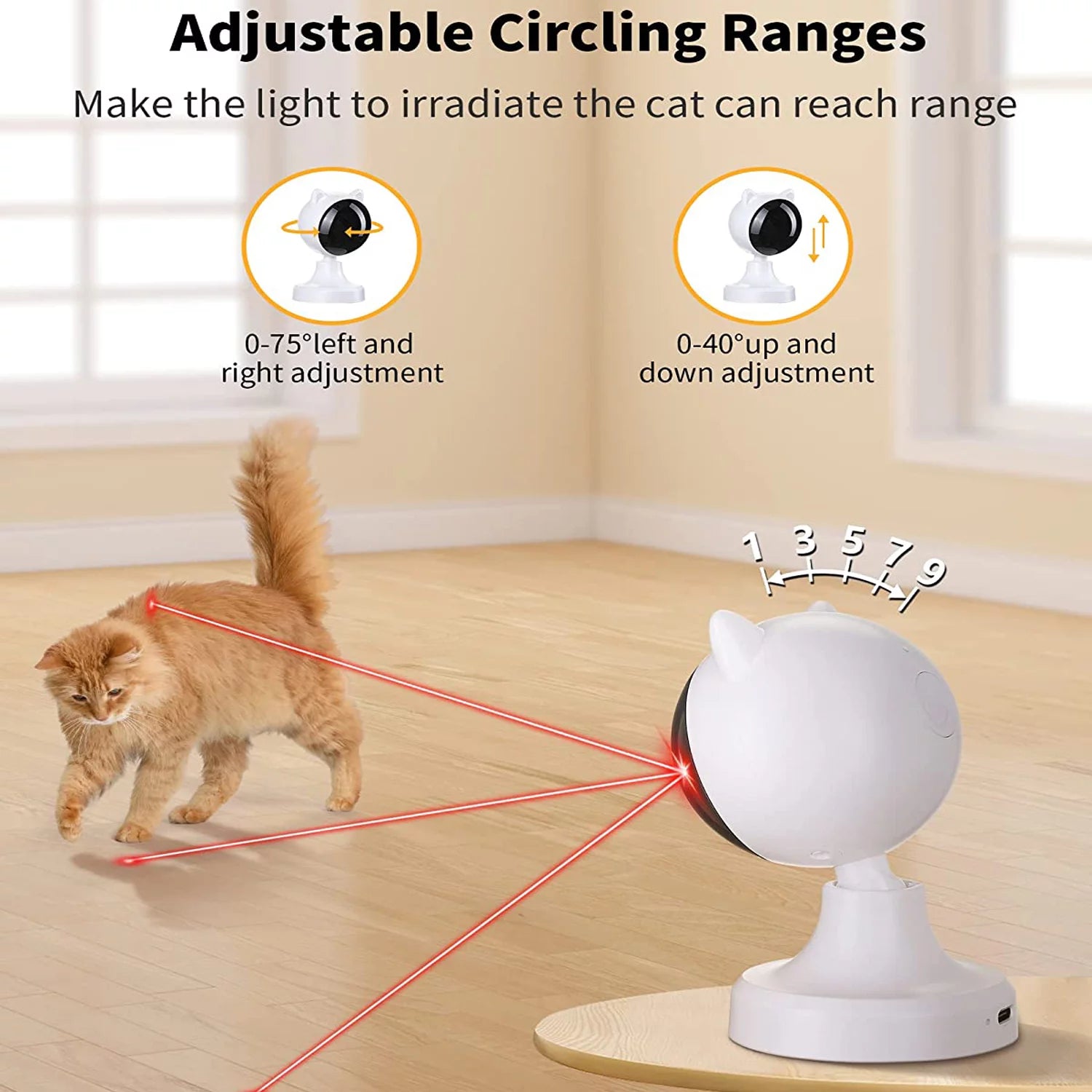 Automatic Interactive Laser Toy for Indoor Cats and Dogs - White