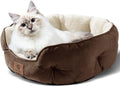 Premium 20-Inch Small Dog and Cat Bed - Extra Soft, Machine Washable, Anti-Slip, and Water-Resistant Oxford Base in Brown